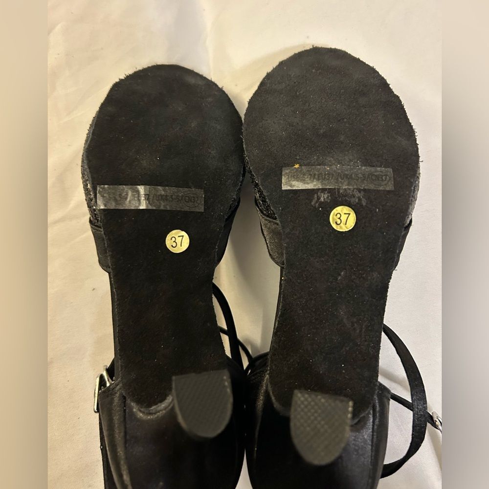 Women's Latin Dance Sequin Closed Toe Ballroom Salsa black shoes size 6.5 - 7 - Picture 7 of 9